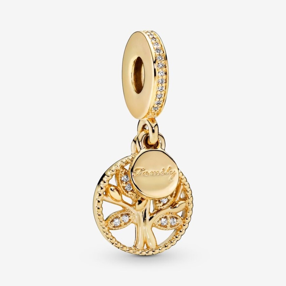 Pandora Sparkling Family Tree Dangle Charm, Gold Plated